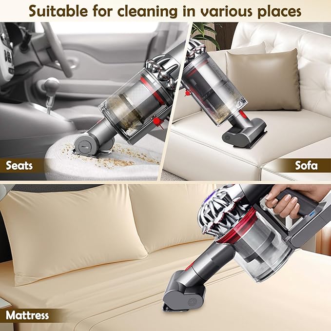 Mini Motorized tool Compatible with Dyson V7 V8 V10 V11 V15 Cordless Vacuum Cleaners, replacement vacuum cleaner heads, suitable for removing stubborn dirt on mattresses, furniture and stairs
