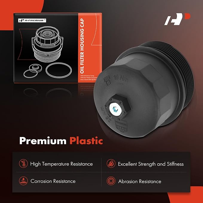 A-Premium Oil Filter Housing Cap Assembly Compatible with BMW X5 2004-2010, 545i 2004-2005, 550i 2006-2010, 745i/745Li 2002-2005, 750i, 750Li, 760i, 760Li, 645Ci, 650i, Alpina B7, Replace# 11427521353