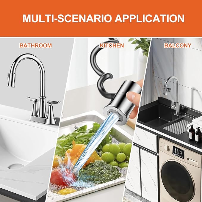 Metal Faucet Extender Aerator for Bathroom Sink - Faucet Sprayer Attachment with Stretchable Hose - 2 Mode Sink Sprayer Attachment for Faucet - Anti-Clogging Design