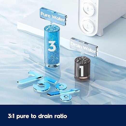Electrolux Eco Reverse Osmosis Water Filter, 600GPD, 9-Stage Reverse Osmosis System, 3:1 Pure to Drain Tankless RO System Under Sink, Reduces TDS & Fluoride, BPA Free, Mini Size