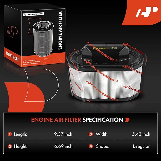 A-Premium 2-PC Engine Air Filter Compatible with Maserati Ghibli, Quattroporte 2014-2022, Levante 2017-2022,