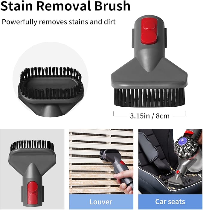 Replacement Attachment Kit compatible with Dyson V7 V8 V10 V11 V15 Absolute Animal Vacuum Cleaner, Flexible Extension Hose Mattress Tool Stiff Brush Soft Bristle Attachment, and Flexible Crevice Tool