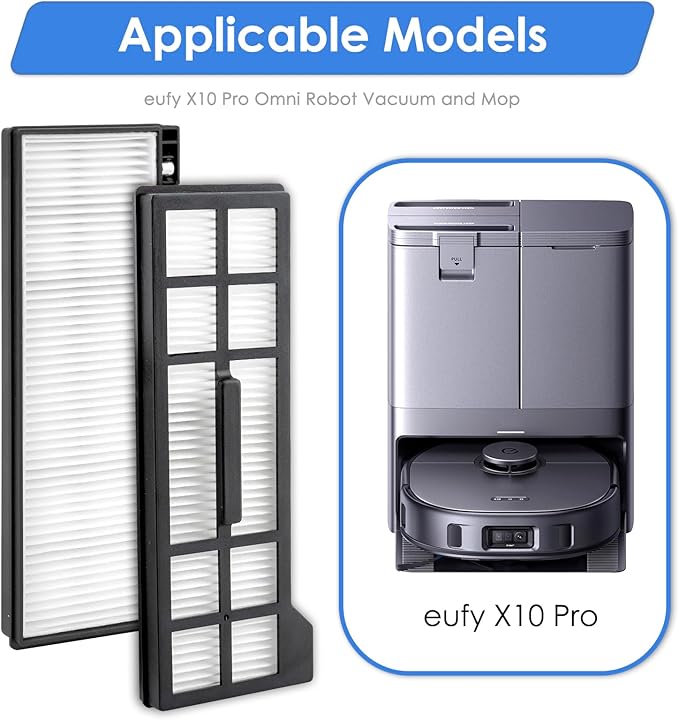 (4 Pieces) X10 Pro Omni Replacement HEPA Filter Compatible with Eufy X10 Pro Omni Robot Vacuum Cleaners, Replacement Parts Filters, 4 Filters
