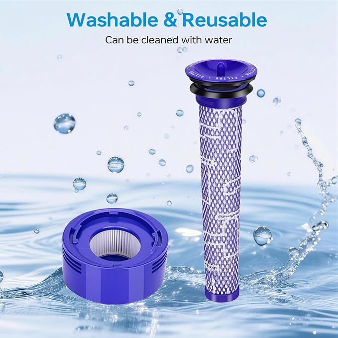 V7 V8 Vacuum Filter Replacement Parts Compatible with dyson V7 V8 Animal V8 Absolute Cordless Vacuum, # 965661-01 967478-01, 4 Pre-Filter 4 Post-Filter 1 Brush