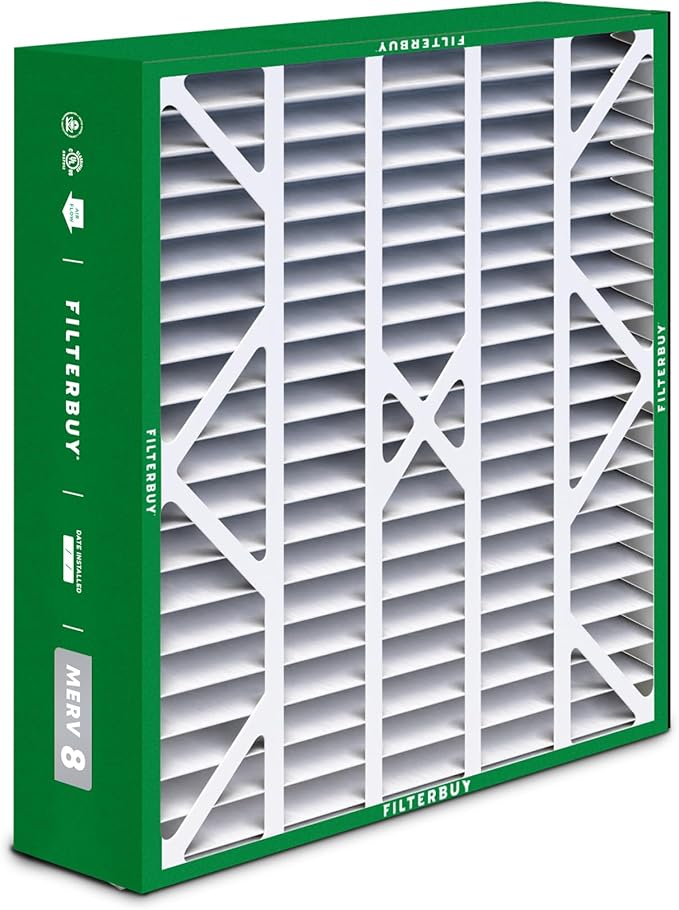 Filterbuy 20x25x6 Air Filter MERV 8 Essential Dust & Allergy Defense (3-Pack), Pleated HVAC AC Furnace Filters for AprilAire Space-Gard 201, 2200, 2250, & Lennox (Actual Size: 19.75 x 24.25 x 6.00)