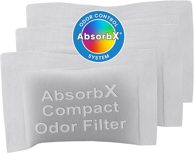 iTouchless 3-Pack AbsorbX Compact Odor Filters for Bathroom Trash Cans, All Natural Activated Carbon, Absorbs Garbage Smells, Biodegradable