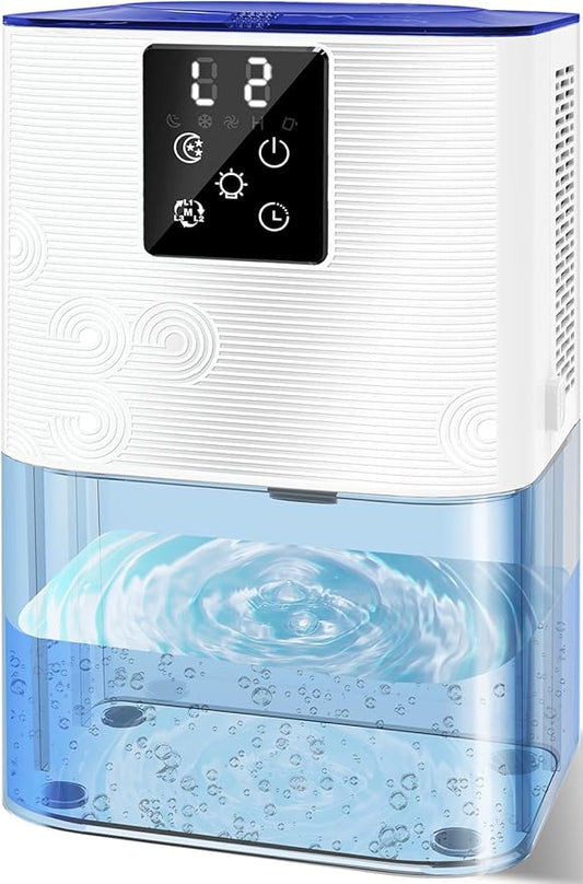 Dehumidifier,MTOX 3L/105 oz (1000 Sq Ft) Small Dehumidifiers for Rooms, Bathroom, RV, Quiet with Auto Shut-Off, Timer, 3 Modes, Removable Filter & Aromatherapy Box, 7-Color LED (Blue & White)