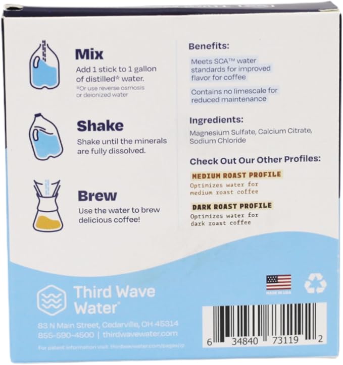 Third Wave Water Classic Light Roast For Brewing The Best Coffee, Classic Profile, 12 Single Gallon Sticks, As Seen On Shark Tank