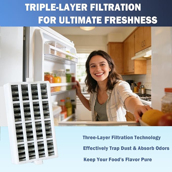 3 Pcs Refrigerator Air Filter Fit for KitchenAid KRFC704FPS00, KRFC704FPS05, KRFC704FSS00, KRFC704FPS06 Refrigerator Replacement Part