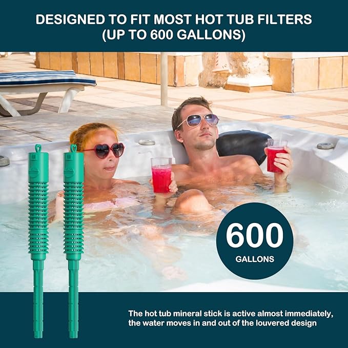 Mineral Dispenser Stick Replacement Compatible with Frog Filter Mate Mineral Cartridge Designed to Fit Most Hot Tub Filters (up to 600 gallons), 2 Pack