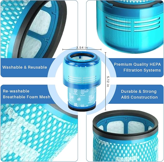 3 Pack V15 Vacuum Filters Replacement for Dyson-V15 Detect, V15 Detect Absolute, V15 Submarine, Dyson-V11 Animal Filter, Dyson-V11 Filter, Dyson-V15 Detect Filter, Part 970013-02