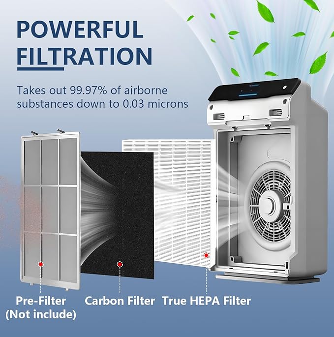 115115 Replacement Filter A Size 21 Compatible with Winix PlasmaWave 5300-2, C535, P300, 6300-2, 5300, 9000 Air Purifier, 2 True HEPA Filter 8 Carbon Pre-Filters