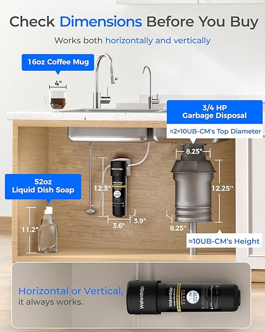 Waterdrop 10UB-CM Under Sink Water Filter (Include: System+ 𝐅𝐚𝐮𝐜𝐞𝐭) for 99% Chloramine Reduce- Ideal for California, Florida and Washington- NSF/ANSI 42 Certified- 𝐰𝐢𝐭𝐡 𝐅𝐚𝐮𝐜𝐞𝐭