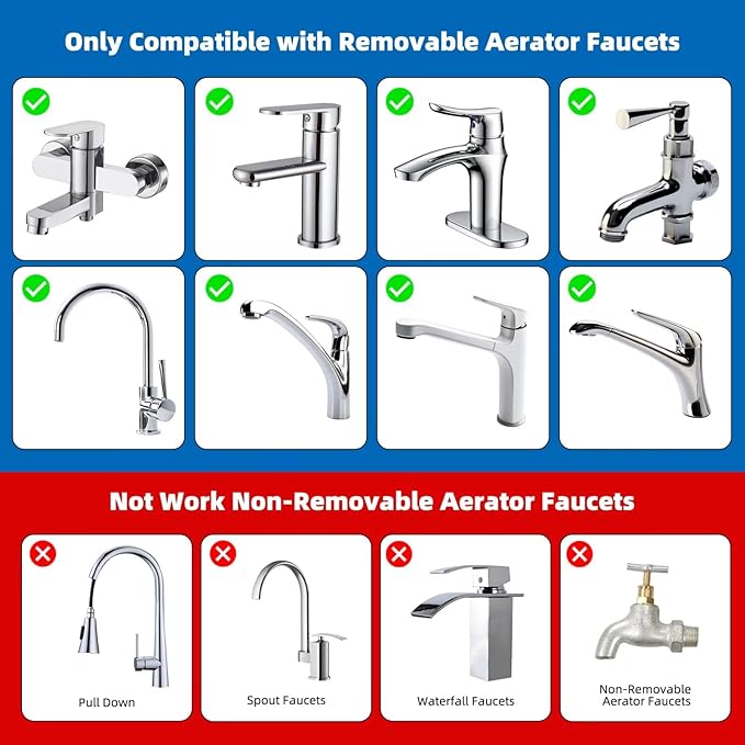 iFealClear 11 PCS Brass Faucet Adapter Kit, Kitchen Sink Aerator Adapters Fit Faucet with Removable Aerators, Male Female Thread Sink Faucet Adapter for Bathroom, Kitchen and RVs Faucets