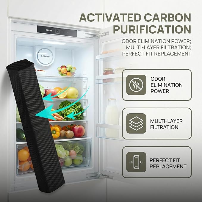7236280 Active AirClean Filter Compatible with Miele Refrigerator, Odor-Absorbing Activated Carbon Air Filter Replacement for Refrigerators & Freezers