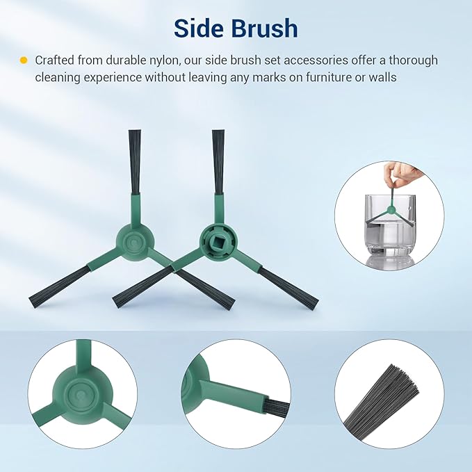 20 Pack Q0520 Replacement Parts for iRobot Roomba Vacuum 2 Essential Robot, Essential Vac 2 Robot 104/Q0520/Q052/105 Vac/105 Combo, 2 Roller Brush, 6 Side Brushes, 6 HEPA Filters, 6 Dust Bags