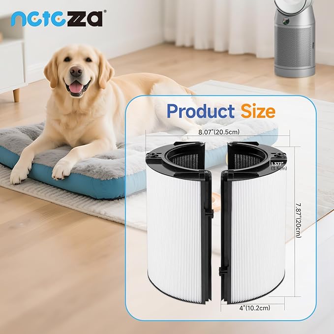 360° Combi Glass Efficient and Activated Carbon Filter Fit For Dyson TP07 HP07 TP10 HP10 TP06 HP06 TP04 HP04 PH01 PH02 PH03 PH04 TP09 HP09 Air Purifier, 2-in-1 Replacement Filter, 2 Pack