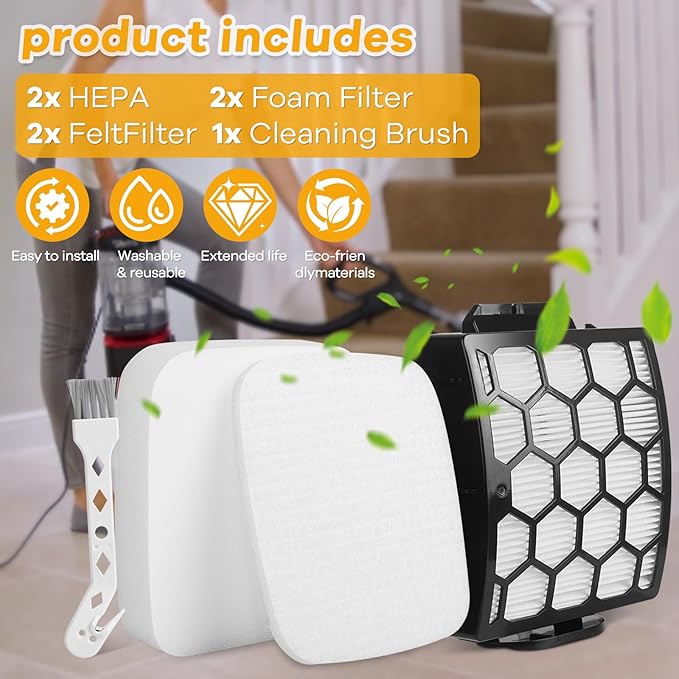 UV850 UV900 Replacement Filters for Shark Performance Lift Away UV850 UV900 DuoClean Upright Vacuum, 2 HEPA Filters and 2 Foam & 2 Felt Filters, Replace Part #XHF320 & XFFK602UKT