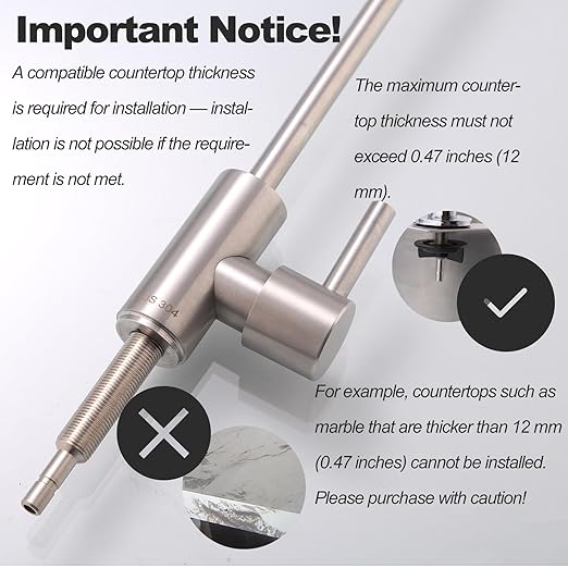 Drinking Water Faucet for Most Reverse Osmosis and Water Filtration.Sink Faucet SUS304 Stainless Steel Brushed Nickel.Includes 3/8" Adapter, Straight Connector, 1/2" Quick-Connect Fitting