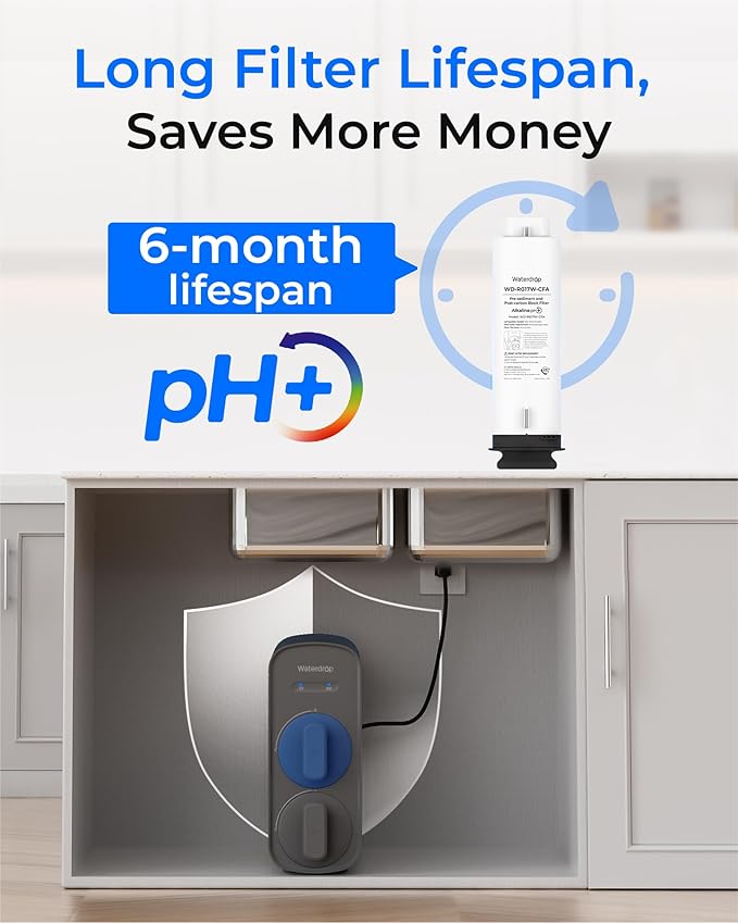 Waterdrop G5P700A-Pro-CF Filter, Replacement for Waterdrop G5P700A-Pro Undersink Reverse Osmosis System, 6-month Lifetime
