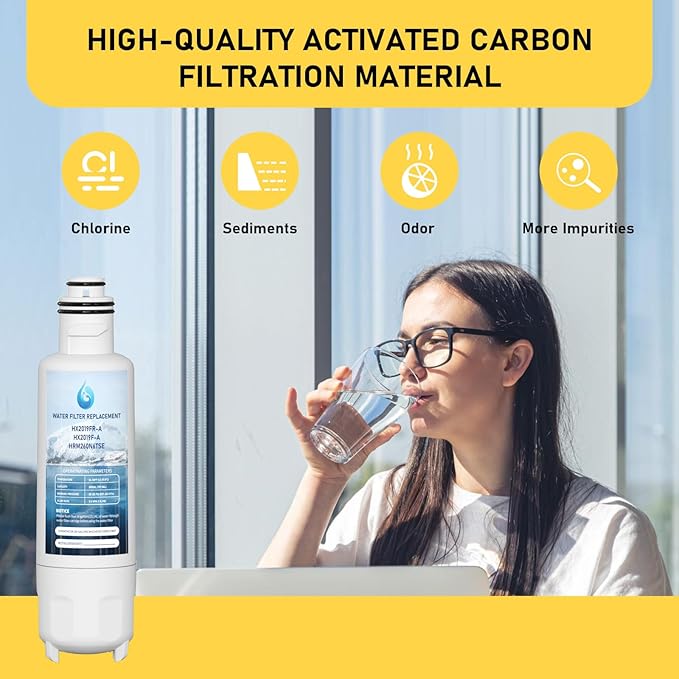 HX2019F-A HX2019FR-A Water Filter Replacement, Compatible With Hisense HRM260N6TSE, HRFD560SW, HRCD585BW, HRFD634BW, HRCD650BW, HRCD586TBWB and Mora MRM260N6TSE
