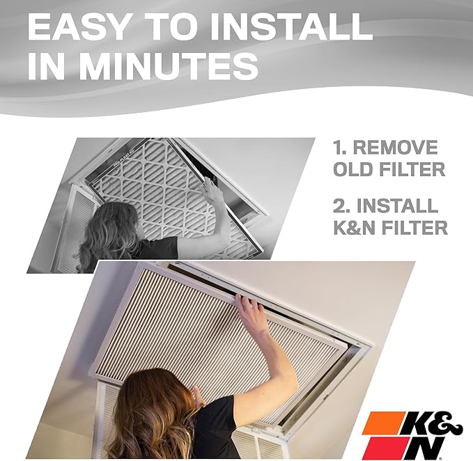 K&N 14X30X1 HVAC Furnace Air Filter, Lasts a Lifetime, Washable, Merv 8, the Last HVAC Filter You Will Ever Buy, Breathe Safely at Home or in the Office, HVC-8-11430