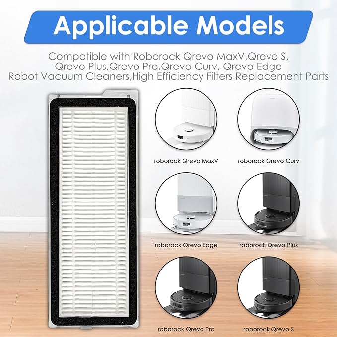 (4 Pack) QV 35A, QV 35S, Qrevo S Replacement HEPA Filter for Roborock Qrevo MaxV, Qrevo Plus, Qrevo Pro, Qrevo Curv, Qrevo Edge Robot Vacuum, Filters Accessories Kit (NOT FOR Q Revo)