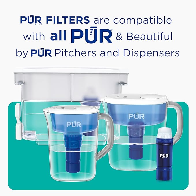 PUR Plus Lead Reducing Water Pitcher and Dispenser Replacement Filter, 1-Pack, NSF & WQA Certified - Compatible with All PUR Pitchers and Dispensers, Blue, PPF951K1