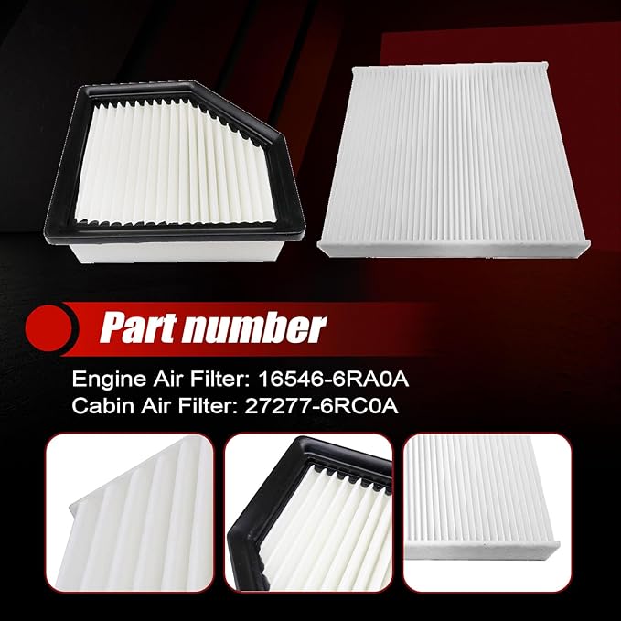 FZJDSD Engine Air Filter & Cabin Air Filter Combo Set 16546-6RA0A 27277-6RC0A Compatible with Nissan Rogue 2021 2022 2023