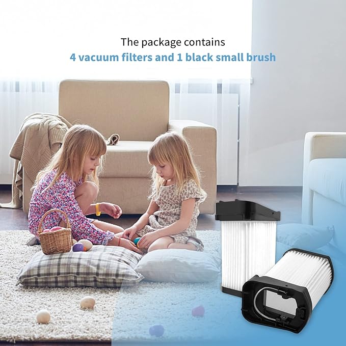 4 Pack Replacement Fabric Filter Compatible with Shark Cordless Handheld Vacuum WV410CO WV401BL WV410WH WV410PR WV401PK WV403BR WV410BL WV410GN WV410TL, Compare to Part XFFWV400