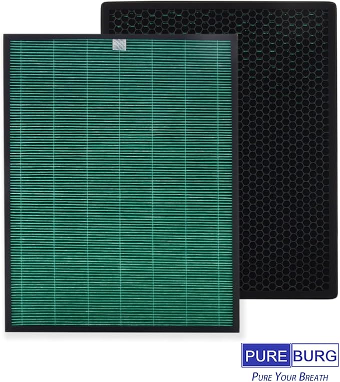 PUREBURG Replacement Filter Compatible with Coway Airmega Icon & IconS Air Purifier,2-Pack H13 Activated Carbon MAX2 Air Clean VOCS Odor