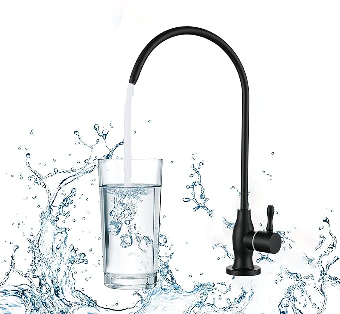 Commercial Water Filtration Faucet, Drinking Water Dispenser, Matte Black, Lead-Free Solid Brass and Ceramic Cartridge