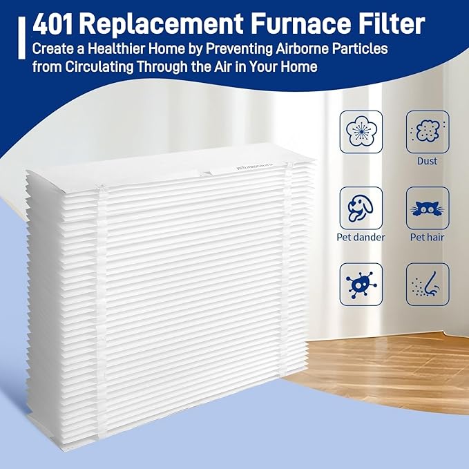 401 Replacement Filter Compatible with AprilAire 2400, Space-Gard 2400 Whole-House Air Purifier, MERV-10 Furnace Filter, 16x25x6 Air Filter, 2 Pack