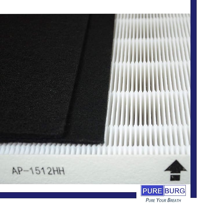 PUREBURG Replacement Filter Set Compatible with Coway AP-1512HH AP-1518 & AIRMEGA 200M Mighty Air Purifiers,2-Pack H13 HEPA + 4 x Activated Carbon Pre-Filter Air Clean VOCs Odor