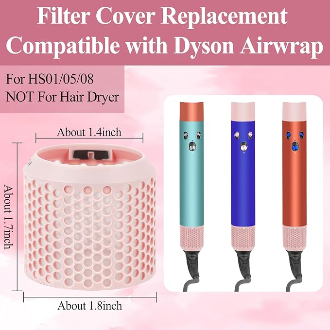 Filter Cage Cover for Dyson Airwrap, Outer Filter Cover Attachment Replacement Compatible with Airwrap Attachment Strainer Replacement, Pink