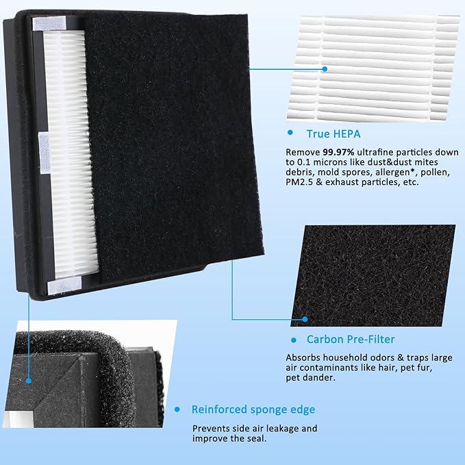2-Packs Replacement Idylis Air Purifier Hepa Filters B (2 HEPA + 2 Carbon filters),Fit for Idylis Air Purifiers AC-2125,AC-2126,IAP-10-150,iap-10-125,Model #iaf-h-100b,ac2126,ac2125,type b