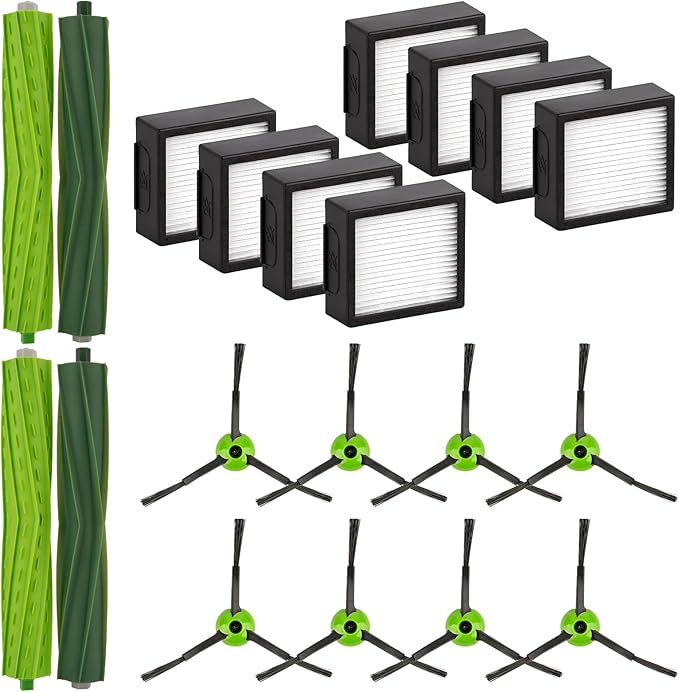 (20 Pack) Combo 10 Max Replacement Parts Compatible with iRobot Roomba Combo j7/ Combo j7+/ Comboj9+/ Combo 10 Max Robot Vacuum, 8 HEPA Filters, 8 Side Brushes, 2 Sets Roller Brushes
