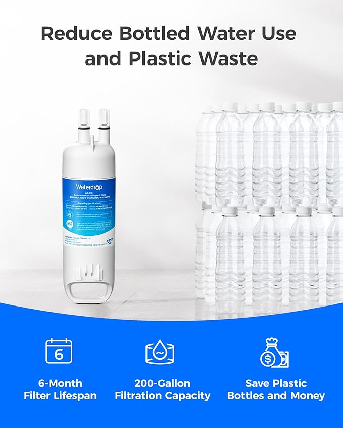 Waterdrop EDR1RXD1 Replacement for Everydrop® Filter 1,W10295370A, EDR1RXD1B, P8RFWB2L, P4RFWB, Kenmore® 46-9081, 46-9930, WD-F38 Refrigerator Water Filter, 2 Filters