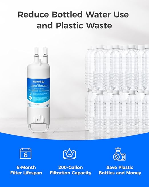 Waterdrop EDR1RXD1 Replacement for W10295370A, Everydrop® Filter 1, EDR1RXD1B, P8RFWB2L, P4RFWB, Kenmore® 46-9081, 46-9930, WD-F38 Refrigerator Water Filter, 1 Filter