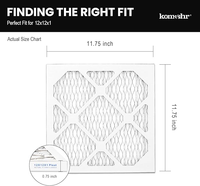 12x12x1 Air Filter MERV 13 (2-Pack), HVAC/Furnace AC Filter Replacement, Dust Defense–Comparable with MPR 1500-1900 & FPR 10 (Actual 11.75x11.75x0.75)