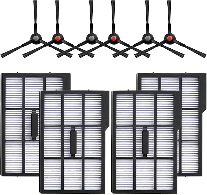 10 Pcs Replacement Parts Kit For Eufy Omni E28/ Omni E25 Robot Vacuum Cleaner - E25 E28 Accessories Kit Include 4 x Filters, 6 x Side Brush