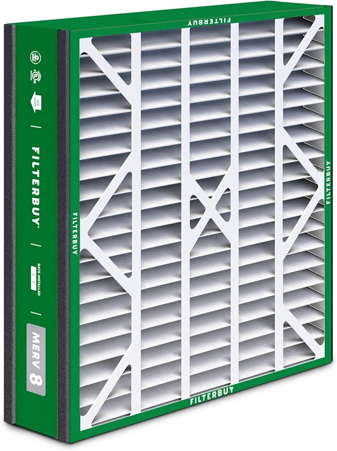 Filterbuy 20x25x5 Air Filter MERV 8 Essential Dust & Allergy Defense (3-Pack), Pleated HVAC AC Furnace Filters for Trion Air Bear, Generalaire, Skuttle, and More (Actual Size: 19.63 x 24.13 x 4.88)