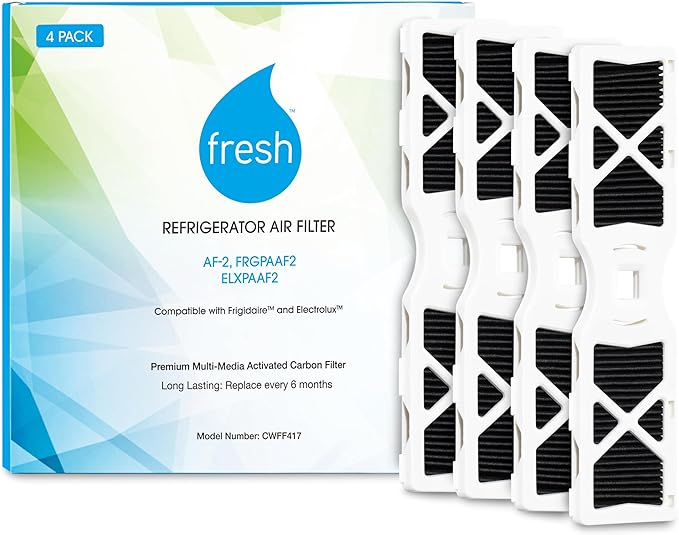 FRESH AF-2 Refrigerator Air Filter Replacement for Frigidaire - Compatible with Models: FRGPAAF2, RAF-2, Electrolux ELXPAAF2 - Advanced Carbon Filter Technology - (4 Pack) Air filter by MIST