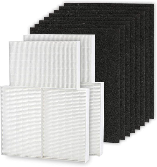 HPA300 Filter Replacement Compatible with Honey-well HPA300, HPA200, HPA100, HPA090 Series Air Purifier, 6 Filter R + 8 Activated Carbon Pre-Filter, Replace #HRF-R3, #HRF-R2, #HRF-R1