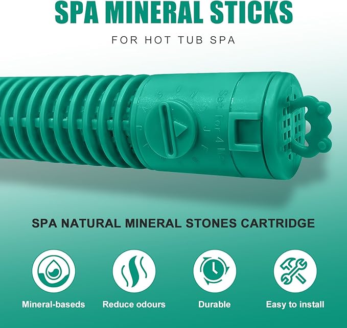 (Pack of 2) Replacement for Frog Filter Mate Mineral Cartridge, Prefilled Spa Stick Inserts for Hot Tubs, Reduces Chlorine/Bromine by 50%, Lasts 4 Months, Works for Frog Spa Sanitizing Systems