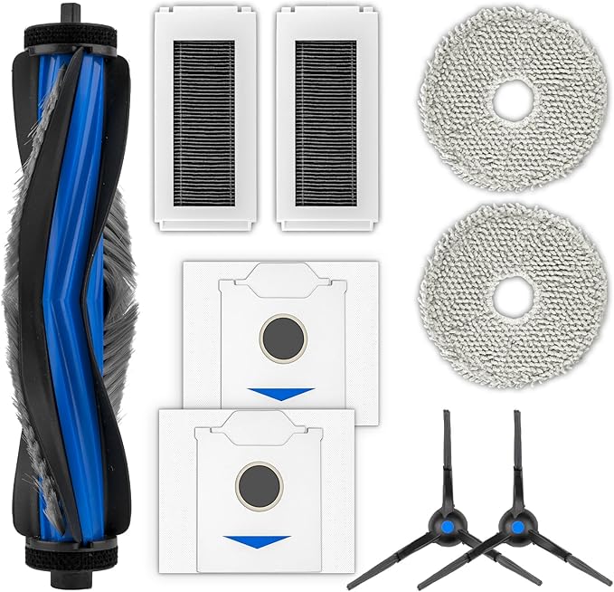 (9 Pack) N30 Omni Replacement Parts Compatible with ECOVACS DEEBOT N30 Omni/ N30 Pro Omni Robot Vacuum Cleaner, 1 Roller Brush, 2 Side Brushes, 2 Dust Bags, 2 HEPA Filters, 2 Mop Pads, Accessories Kit