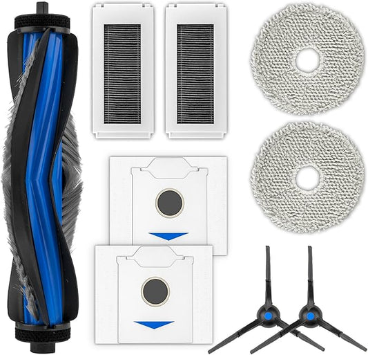 (9 Pack) N30 Omni Replacement Parts Compatible with ECOVACS DEEBOT N30 Omni/ N30 Pro Omni Robot Vacuum Cleaner, 1 Roller Brush, 2 Side Brushes, 2 Dust Bags, 2 HEPA Filters, 2 Mop Pads, Accessories Kit