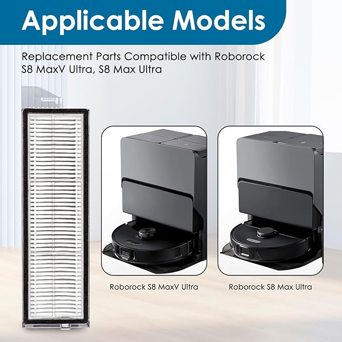 (5 Pack) S8 MaxV Ultra Replacement HEPA Filters Compatible With Roborock S8 MaxV Ultra/ S8 Max Ultra Robotic Vacuum Cleaner, Accessories Kit Filters, S8 MaxV Ultra filter 5 Pieces