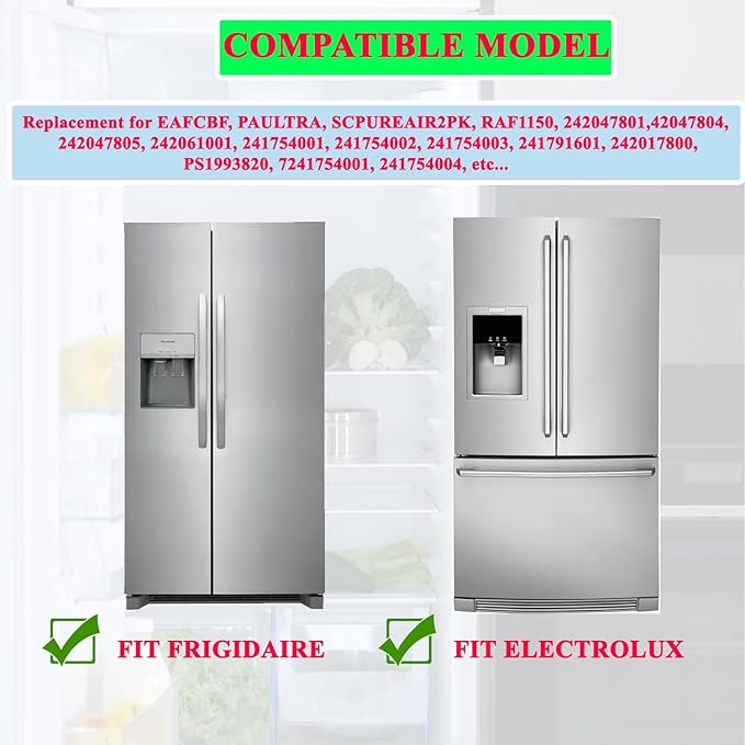 Refrigerator Air Filter Replacement for Frigidaire PAULTRA Pure Air Ultra and Electrolux EAFCBF Fridge Replace 242061001, 242047801, 242047804-6 PCS