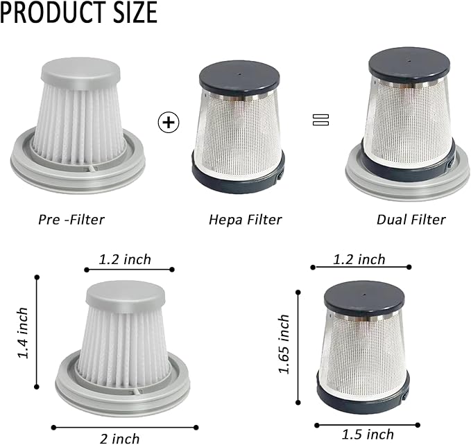 6 pack Washable Hepa with 2 pack Stainless Steel Pre-filter,Hepa Filter Replacement Compatible with Fanttik V8 Series (Fanttik Slim V8 Mate Vacuum)
